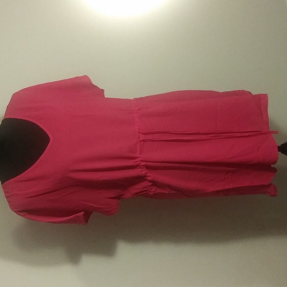 Nwt Pink dress Bluetime drawstring waist v neck short sleeves large